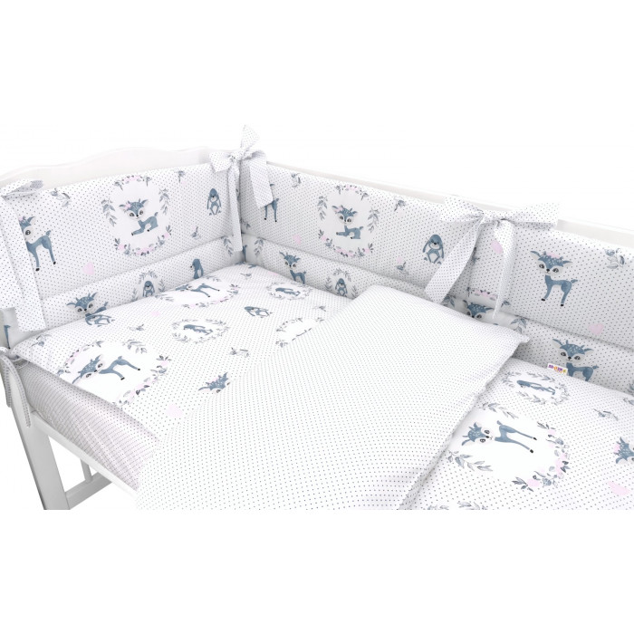 3-dielna sada mantinel s obliečkami, Koloušek, bodky, tm. máta, 135x100 cm