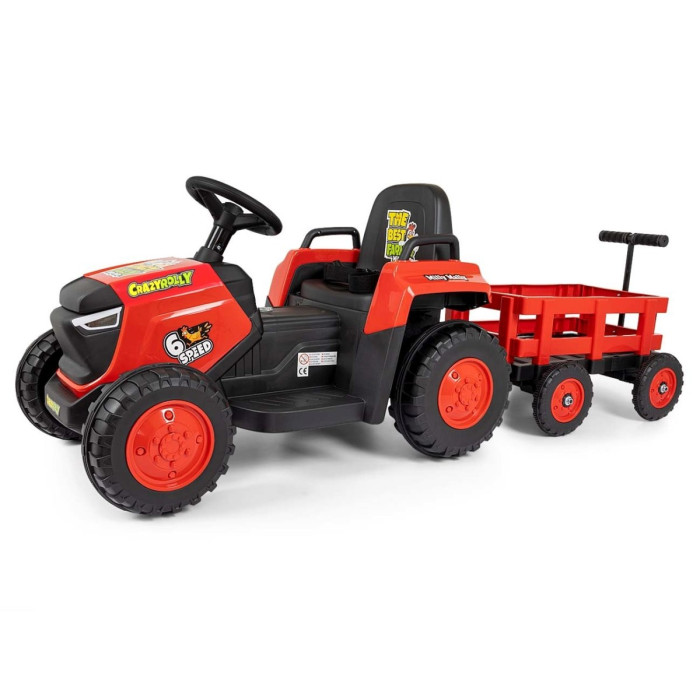 Elektrický traktor s prívesom Rolly 12V, detské autíčko na akumulátor, červený