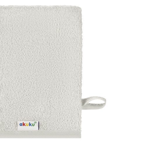 Detská umývacia rukavica XL Akuku – 100 % bavlna, 15×20 cm, od narodenia, sivá