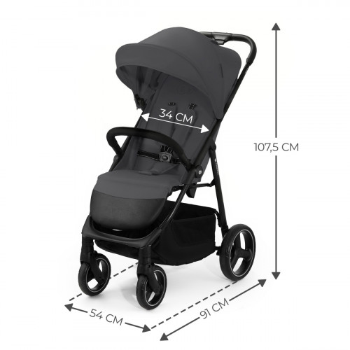 Športový kočík Kinderkraft TRIG 3 – ľahký skladací kočík do 25 kg - sivý