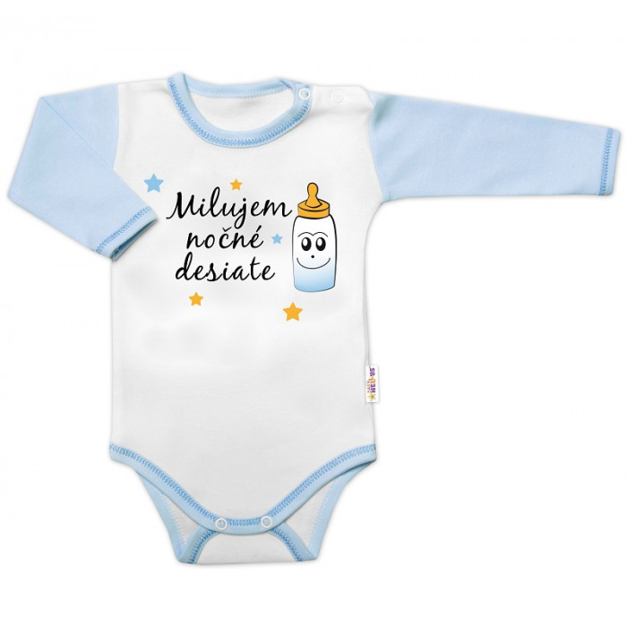 Body dl.rukáv s vtip. textom Baby Nellys, Milujem nočné desiate, veľ. 80, chalan