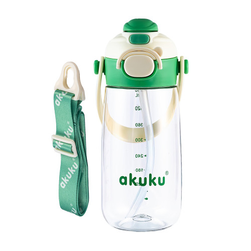 Detská fľaša na pitie so slamkou, bidon 480 ml green – do školy, na šport aj výlety