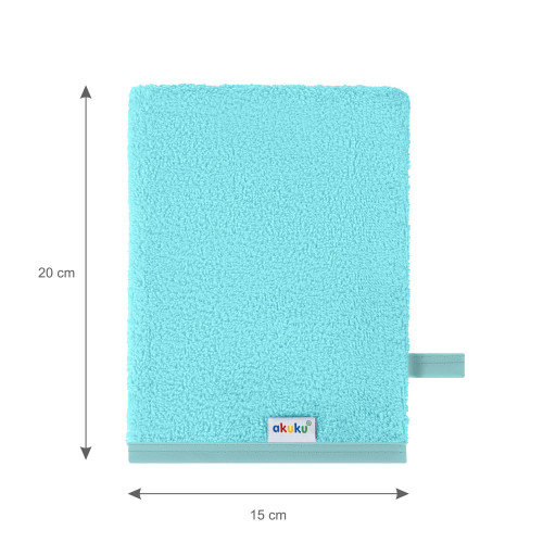 Detská umývacia rukavica XL Akuku – 100 % bavlna, 15×20 cm, od narodenia, tyrkys