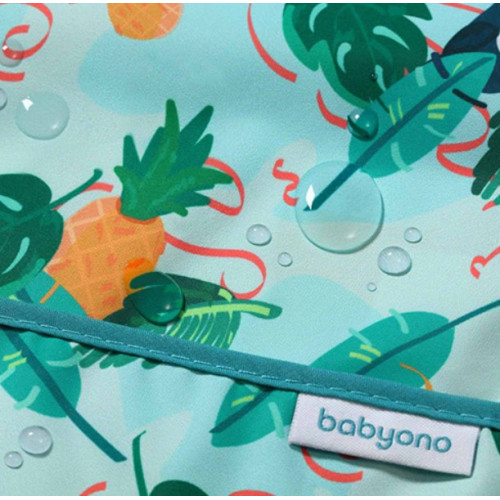 Zásterka, podbradník nepremakavý s dlhým rukávom a vreckom BabyOno - Garden, lila