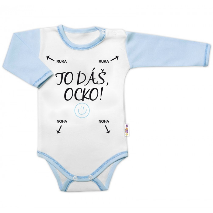 Body dlhý rukáv s vtipným textom Baby Nellys, TO DÁŠ OCKO, veľ. 74, kluk