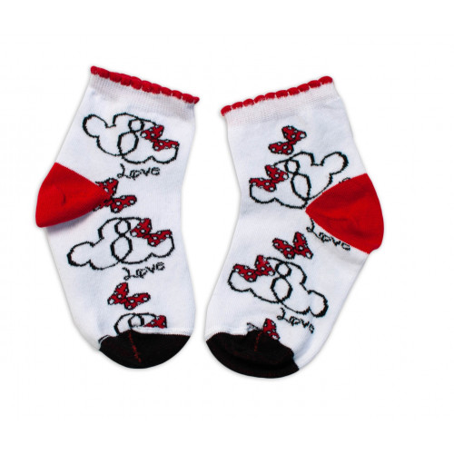Baby Nellys Bavlnené ponožky Minnie Love - biele, veľ. 104/116