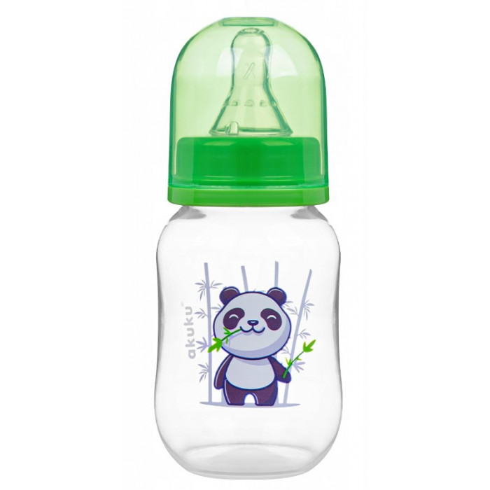 Dojčenská, plastová fľaštička Akuku, Panda 125ml - zelená