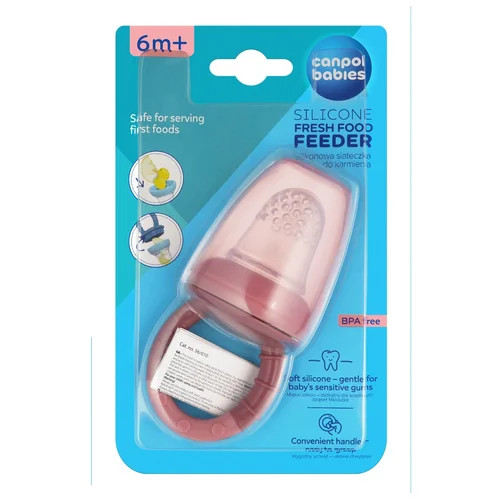 Silikónová kŕmna sieťka pre bábätko – sieťka na ovocie a príkrmy 6m+, ružová