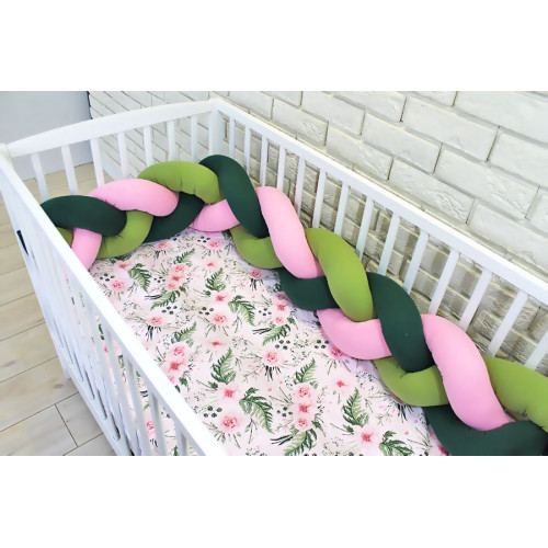Baby Nellys Mantinel pletený vrkoč - zelená, ružová