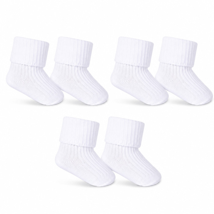 Dojčenské ponožky, sada 3 páry, biele, 6-9m