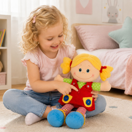 Montessori látková bábika Ivanka – senzorická maznavá bábika, 46cm, XXL