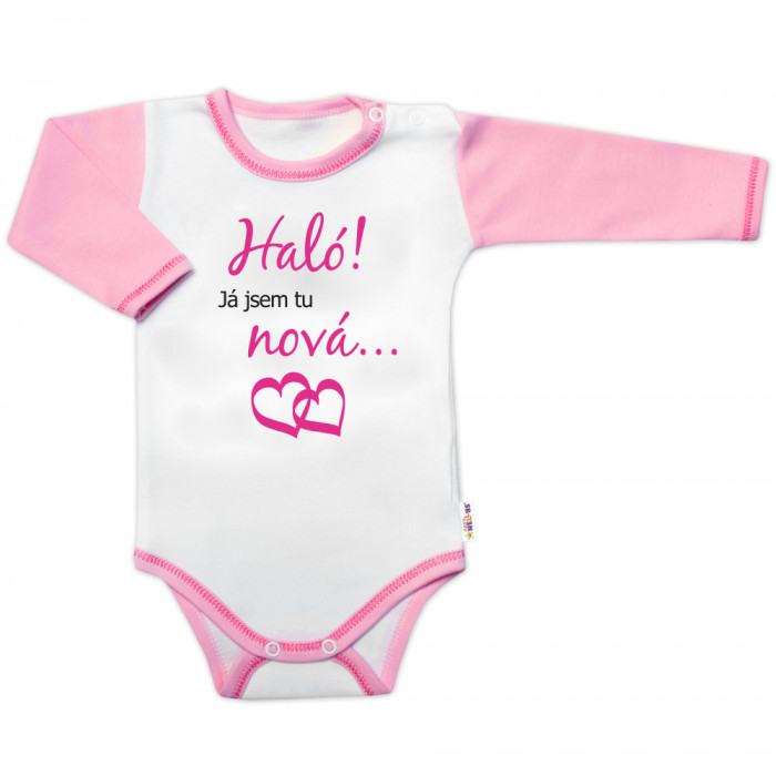 Body dlhý rukáv s vtipným textom Baby Nellys, Haló! Já jsem tu nová, veľ. 80, holka