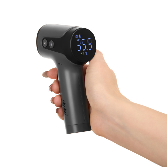 Bezkontaktný infračervený teplomer na čelo s pamäťou - čierny