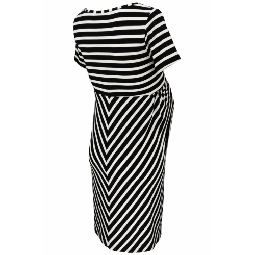 Be MaaMaa Tehotenské prúžkované šaty s Kr. rukávom - granát/bordo, vel´. M