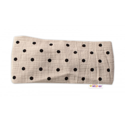 Letná čelenka, bandana, mušelín, Bodka, Baby Nellys - cappuccino, veľ. 116/122