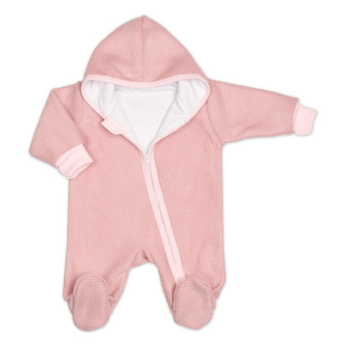 Pletený overal s kapucňou, CUTE - púdrovo růžová
