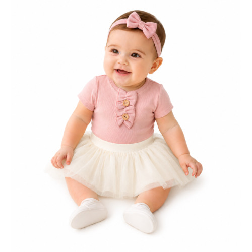 2D sada - body s krátkym rukávom Boho + tutu suknička cream, veľ. 74