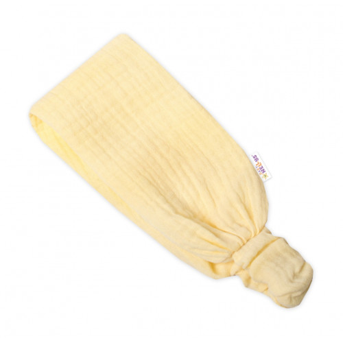 Baby Nellys Ľahká mušelínová čelenka Bandana, žltá, veľ. 104/110
