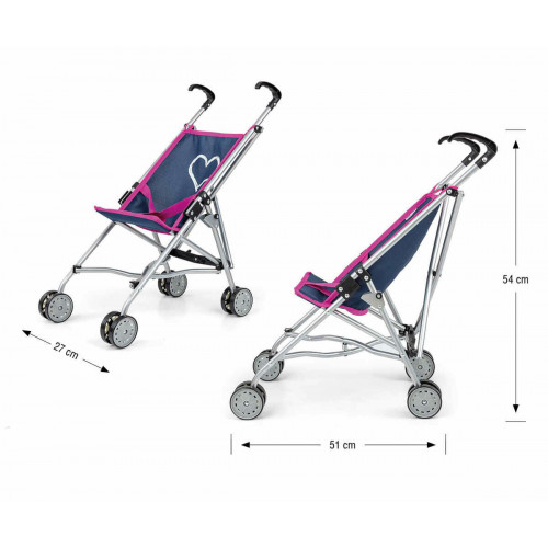Golfový kočík pre bábiky Milly Mally Julia Prestige, navy/ružová