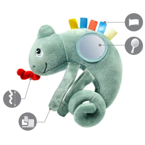 BabyOno Závesná plyšová hračka se zrcátkom - Chameleon