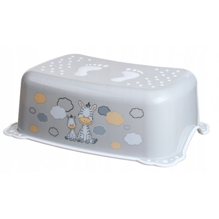 Stolička, schodík s protišmykovou funkciou Maltex, Zebra, sivá