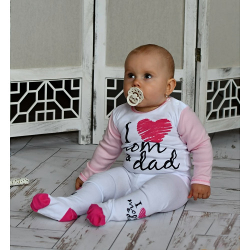 Body dlhý rukáv Baby Nellys, I love mom & dad, holka, veľ. 68