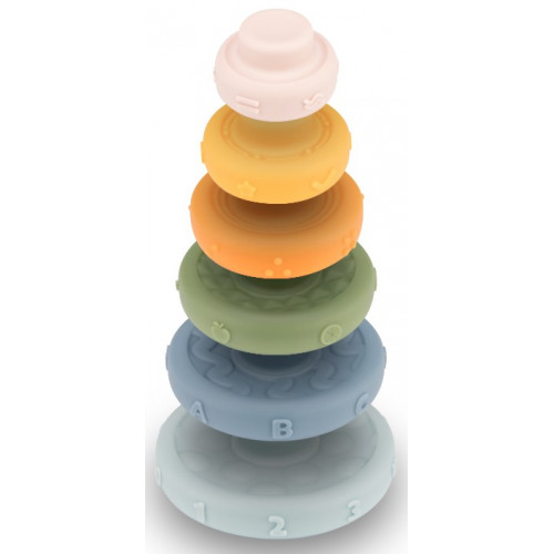 Canpol babies Senzorická kruhová skladacia pyramída - 6 dielov - pestrofarebná
