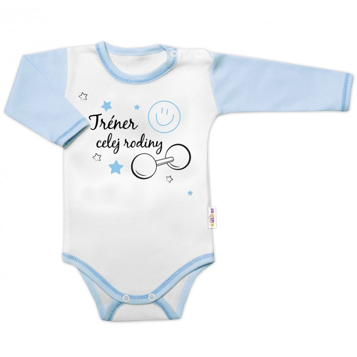 Body dlhý rukáv s vtipným textom Baby Nellys, Trenér celej rodiny, veľ. 86