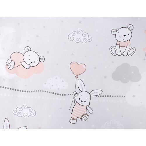 Mantinel s obliečkami Premium, 3D sada, Good night Animals, sivé, 135x100 cm