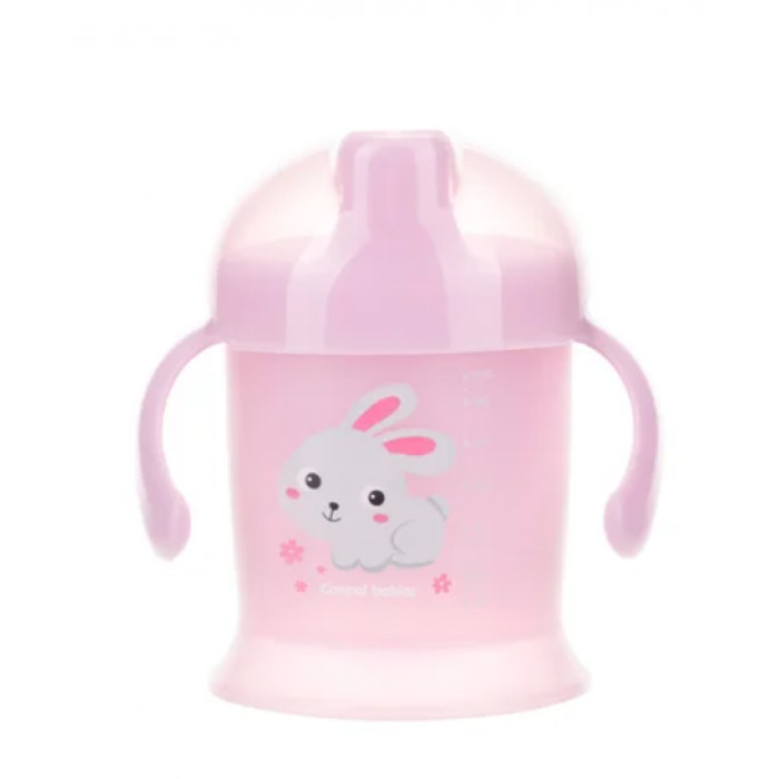 Detský hrnček s pítkom, 200 ml neprietočný, ružový