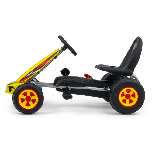 Milly Mally VIPER – detská šliapacia motokára (gokart) s ručnou brzdou - žltá