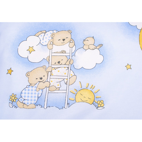 Mantinel s obliečkami Premium, 3D sada, Medvedík na rebríku, modrý, 135x100cm