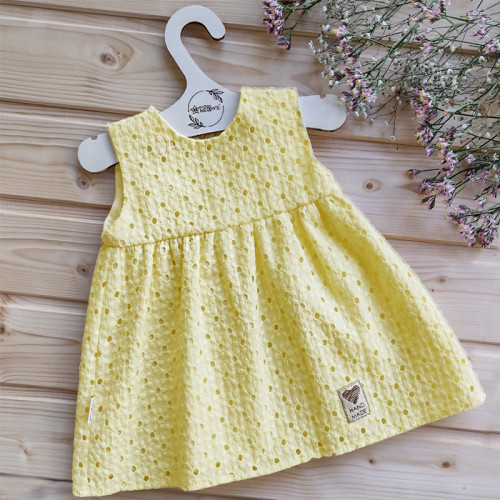 Baby Nellys Ľahké Handmade šatičky Madeira, žlté, veľ. 104