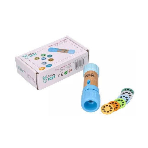 Detská baterka s projektorom Adam Toys – 48 obrázkov, 6 diskov, modrá, 3+
