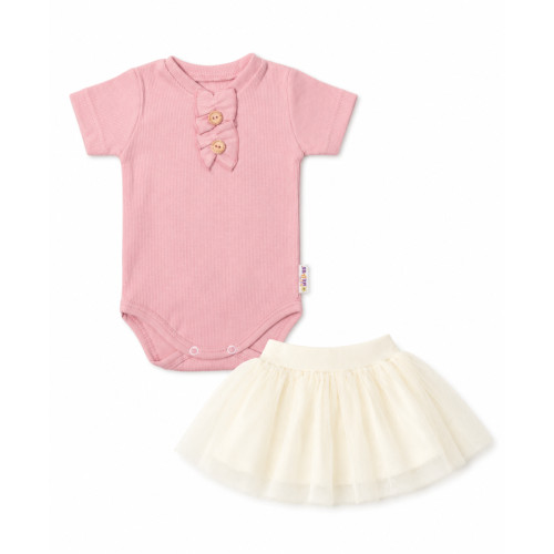 2D sada - body s krátkym rukávom Boho + tutu suknička cream, veľ. 74