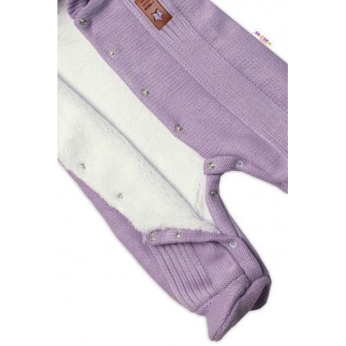 Baby Nellys Pletená kombinéza/overal LUX STAR s kožúškom - dvojvrstvová, fialová, veľ. 74