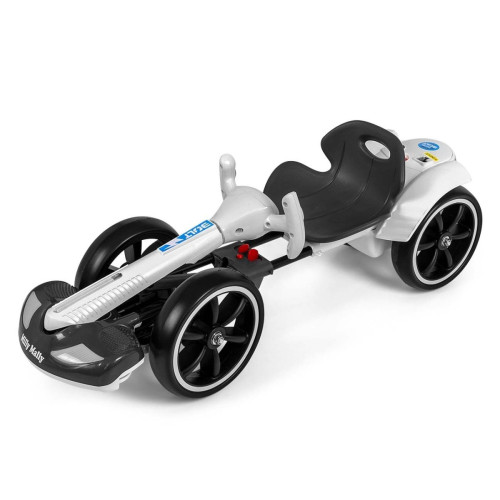 Elektrický gokart BOLT, detská motokára s diaľkovým ovládaním, LED, Bluetooth, biela