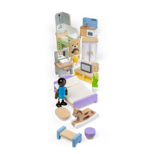 Bigjigs Toys Sada drevený nábytok do domčeka pre bábiky