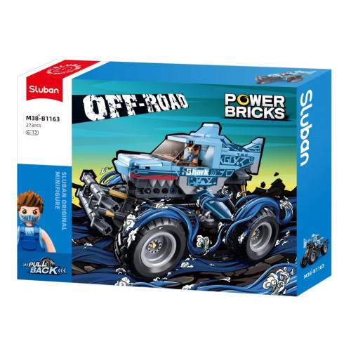Sluban Power Bricks Naťahovací Off-road Modrý Žralok