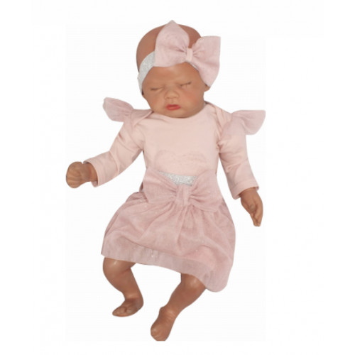 Z&Z 3-dielna súpravička body, tylová suknička a čelenka, ružová