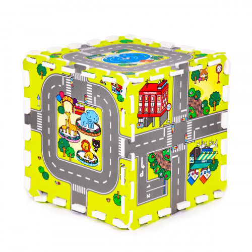 Penové puzzle, podložka - Mesto, 9 dielov