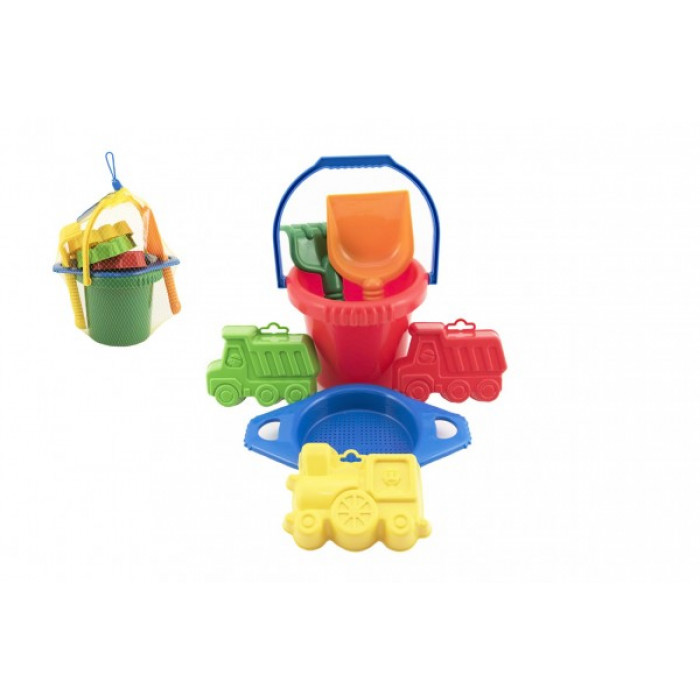 Teddies Vedro sitko lopatka hrabličky 3 bábovky plast v sieťke 20x28x12cm 12m +