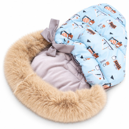 Baby Nellys Detský fusak maxi PREMIUM Stroje, modrý - 110 x 50 cm