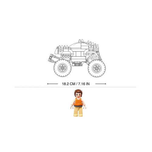 luban Power Bricks Naťahovací Strieborný ohnivák Off-road Monster