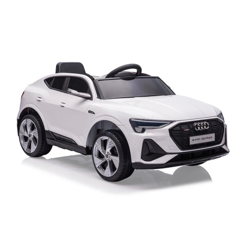 Elektrické autíčko Audi E-Tron Sportback 12V s diaľkovým ovládaním a LED svetlami, biele