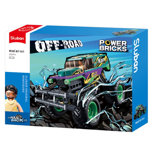Sluban Power Bricks M38-B1161 Naťahovacie auto Bigfoot Green-Purple Speed Kixx