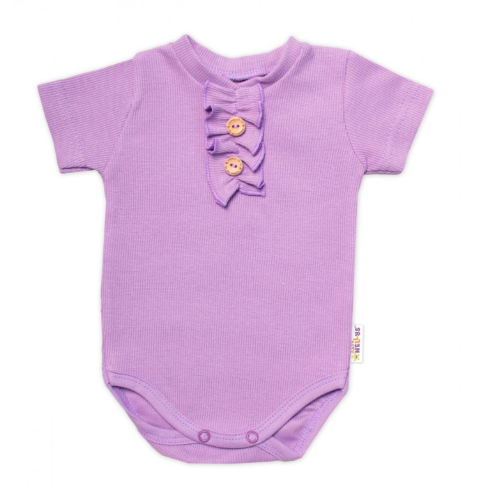 Baby Nellys Dojčenské rebrované body s gombíkmi kr. rukáv, Girl - lila