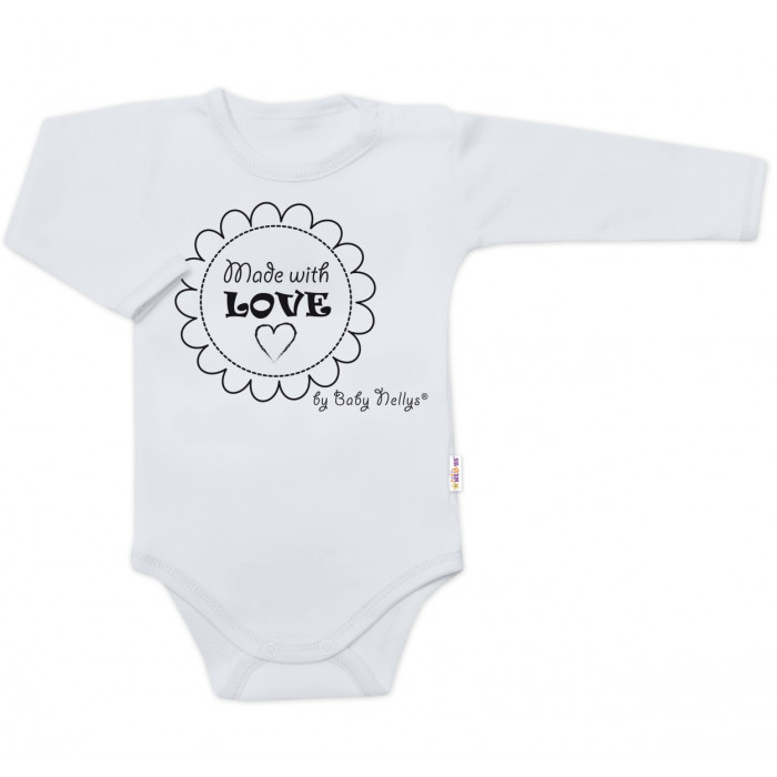 Body dlhý rukáv Baby Nellys, Made with love, sivé, veľ. 74