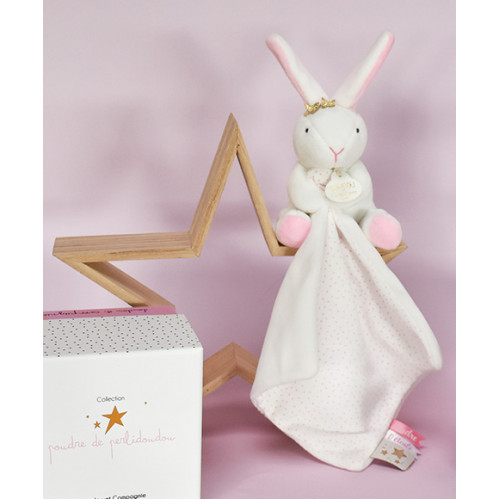 Doudou Darčeková sada - Plyšový zajačik s muchláčikom 10 cm ružová