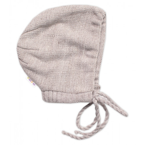 Pletená čiapočka na zaväzovanie bonetka Boy, Hand Made Baby Nellys, bežová, veľ. 68/74